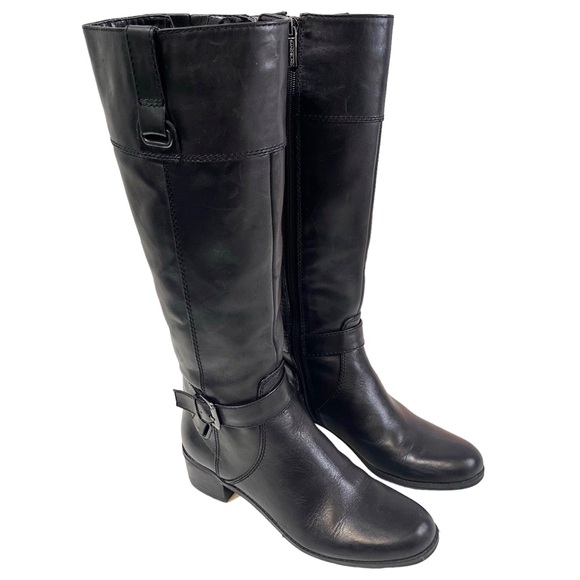 🎉 HP! ❤️ Bandolino Cazadora Black Leather Riding Boots - Picture 2 of 12